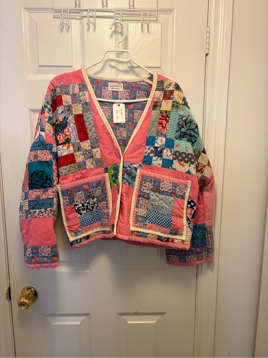 Handmade Jackets & Blazers - Label Sisters Patchwork Quilted Pink Multi-Color Women's Jacket